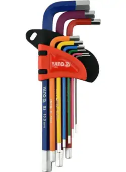 Set chei imbus HEX YATO serie lunga, AISI S2, 1.5-10mm 9buc multicolor