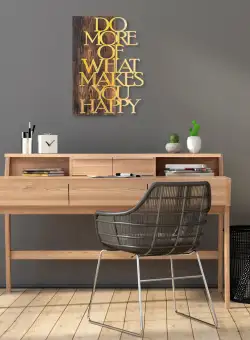 Accesoriu decorativ de perete din lemn Do more - auriu