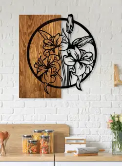 Accesoriu decorativ de perete din lemn Flowers
