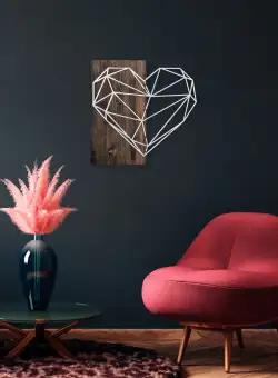 Accesoriu decorativ de perete din lemn Heart argintiu