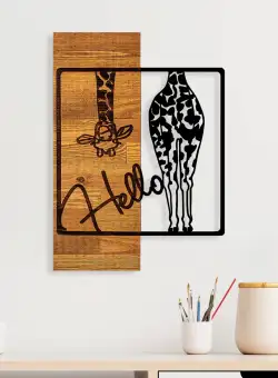 Accesoriu decorativ de perete din lemn Hello