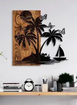 Accesoriu decorativ de perete din lemn Holiday island