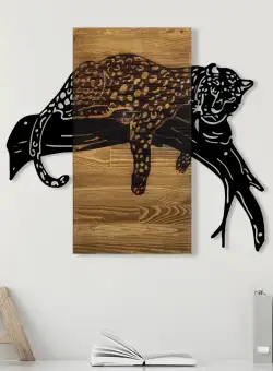 Accesoriu decorativ de perete din lemn Leopard