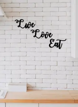 Accesoriu decorativ de perete din lemn Live Love Eat