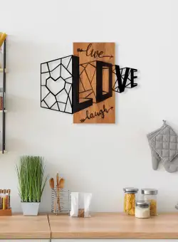 Accesoriu decorativ de perete din lemn Live love laugh - 380