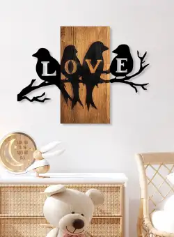 Accesoriu decorativ de perete din lemn Love birds