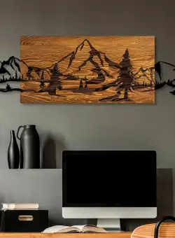 Accesoriu decorativ de perete din lemn Mountain Range