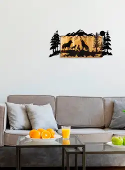 Accesoriu decorativ de perete din lemn Wolves