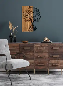 Accesoriu decorativ de perete din lemn Woman Face