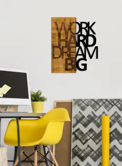 Accesoriu decorativ de perete din lemn Work Hard Dream Big