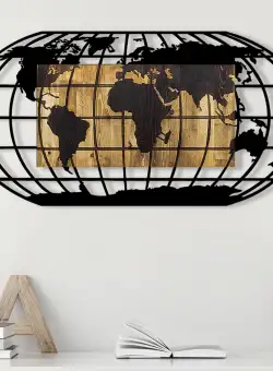 Accesoriu decorativ de perete din lemn World Map 2