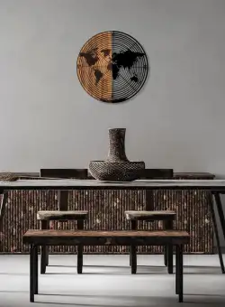 Accesoriu decorativ de perete din lemn World Map - 321