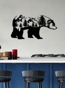 Accesoriu decorativ de perete metalic Bear of the forest