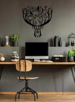 Accesoriu decorativ de perete metalic Deer