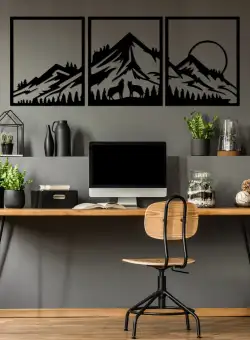 Accesoriu decorativ de perete metalic Mountain view - 528