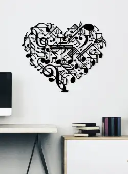 Accesoriu decorativ de perete metalic Musical Heart