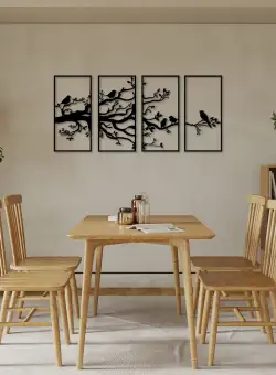 Accesoriu decorativ de perete metalic Tree Branch And Birds - 269