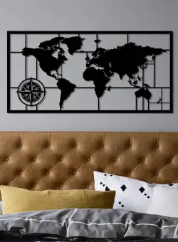 Accesoriu decorativ de perete metalic World Map 9-M