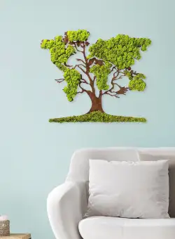 Accesoriu decorativ de perete Tree 2, Verde, 1x59x71 cm