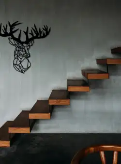 Accesoriu metal decorativ de perete Deer Metal Decor, Negru, 1x49x50 cm