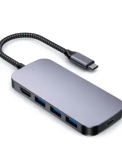 Adaptor Hub Multifunctional 8 In 1 Techstar® ZFZ053CT, HDMI 4K/2K, USB-C, 1 X USB 3.0, 2 X USB 2.0, AUX Port 3.5 Mm, Cititor De Carduri SD/TF, PD Port, Argintiu