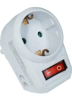 Adaptor priza cu intrerupator Perel EB1SWN-G, 3500 W, 16 A