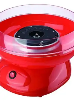 Aparat de Facut Vata de Zahar, 500W, Lingurita dozatoare, 10 Bete Bambus, Rosu