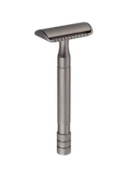 Aparat de ras Classic Safety Razor Techstar® SR2, Aliaj de Zinc, Cu Lame De Rezerva, Reutilizabil, Ecologic, Negru Metal