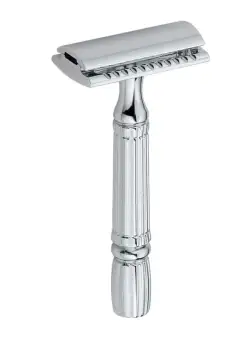 Aparat de ras Classic Safety Razor Techstar® SR8, Aliaj de Zinc, Cu Lame De Rezerva, Reutilizabil, Ecologic, Argintiu