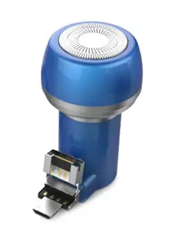 Aparat de Ras Techstar® VSH101, Lama Dubla, Portabil, USB, Albastru 