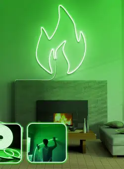 Aplica de Perete Neon Fire - Medium, Verde