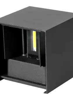 Aplica LED de perete Interior/Exterior Techstar®, Putere 10W, Culoare Lumina 6500K, 1100 lm, 10x10 cm, IP 65, Negru