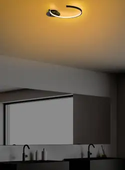 Aplica Moon V2, LED 12W 3000K, Negru, L 33 x l 6 x H 46 cm