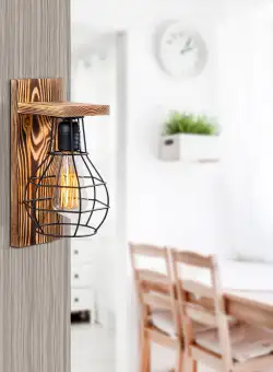 Aplica perete Erebos, 40 W, Lemn, 16 x 16 x 30 cm