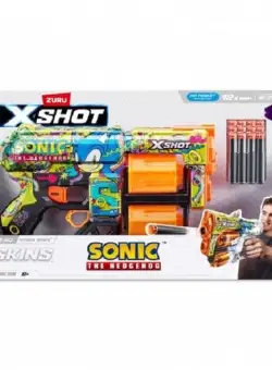 Arma de jucarie X−Shot Skins Dread, Sonic, Hyper Spike, 12 cartuse, S1, Zuru