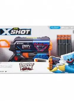 Arma de jucarie X−Shot Skins Flux, 8 cartuse, Poppy Playtime, S1, Zuru, Jumpscare