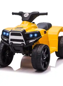 ATV electric pentru copii cu lumini si claxon 6V, 3 km/h, 18-36 luni, Negru/Galben HOMCOM | Aosom RO