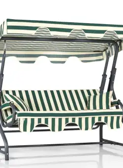 Balansoar de gradina cu 3 locuri Dumrul, Verde, 200 x 165 x 110 cm