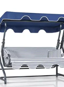 Balansoar de gradina extensibila cu 3 locuri Ilfov, Albastru, 200 x 165 x 110 cm