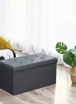 Bancheta Pliabila Samara, Cu Lada, Gri Inchis, 76 x 38 x 38 cm