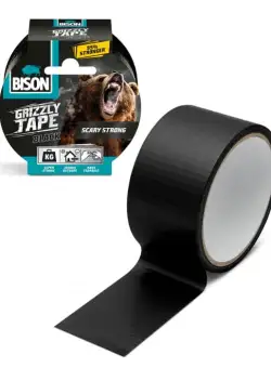 Banda adeziva intarita cu material BISON Grizzly Super Strong - Neagra - 10 m