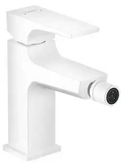 Baterie bideu Hansgrohe Metropol cu ventil push-open alb mat