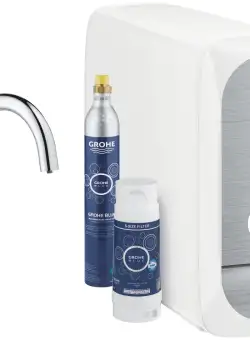 Baterie bucatarie Grohe Blue Home cu pipa C sistem de filtrare racire si carbogazificare crom