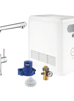 Baterie bucatarie Grohe Blue Professional cu pipa L sistem filtrare starter kit crom