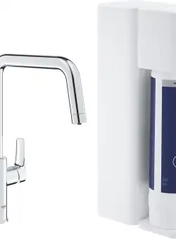 Baterie bucatarie Grohe Blue Pure Eurosmart cu pipa U sistem filtrare osmoza starter kit crom