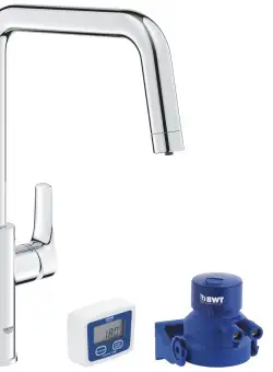 Baterie bucatarie Grohe Blue Pure Start cu pipa U sistem filtrare starter kit crom