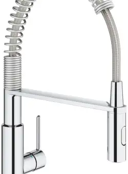 Baterie bucatarie Grohe Get cu pipa C flexibila crom