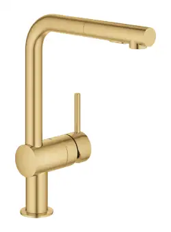 Baterie bucatarie Grohe Minta cu dus extractibil dual spray pipa L brushed cool sunrise