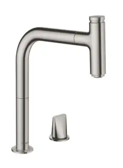 Baterie bucatarie Hansgrohe Metris M7119-H200 din doua elemente ComfortZone 200 dus extractibil inox periat