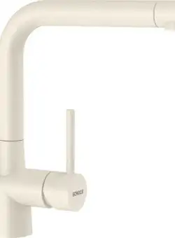 Baterie bucatarie Schock Laios Cristadur Magnolia, aspect granit, cartus ceramic, alb cremos